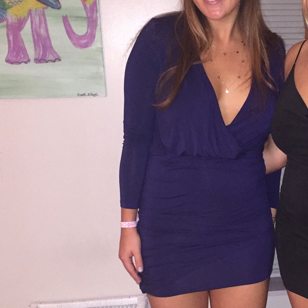 Navy blue ruched dress